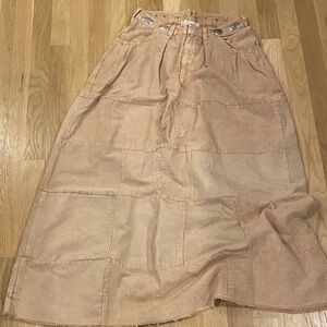 Tricia Fix Beige Patchwork Maxi Skirt